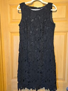 Chetta B Black Floral Lace Sleeveless Mini Dress